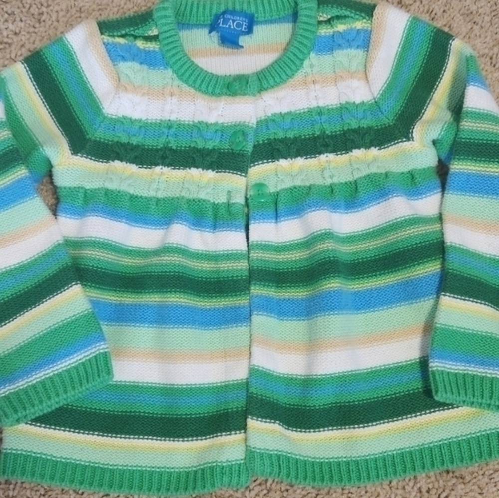 A Children's Place 3T Striped Sweater Cardigan Christmas Holiday Grinch